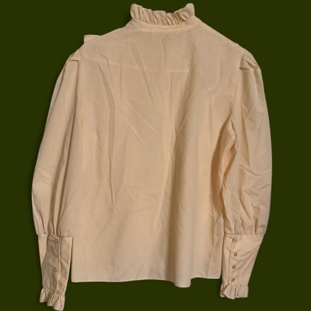 80s Victorian Inspired Ruffle Blouse in Peach - Picture 3 of 5